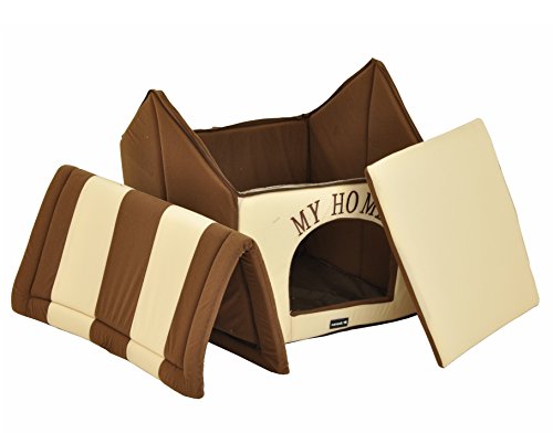 nanook Hundehaus Hundehöhle ADRIAN mit Kissen, weicher Stoff Bezug, waschbar, warm, braun beige - 5