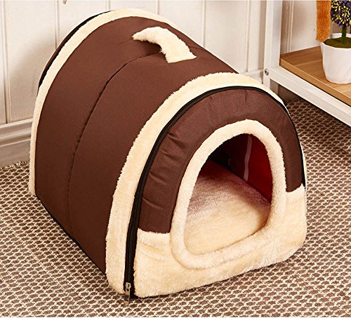 Cosy Weiche Hundehöhle mit ablösbarem Kissen für Hunde, Katzen (M, Reine Brown)
