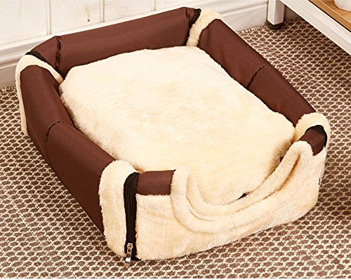 Cosy Weiche Hundebett Hundehaus Hundehöhle Haustier Bett Warm Schlafsack Korb hundehütte mit Ablösbar Kissen Matte für Hunde, Katzen (M, Reine Brown) -