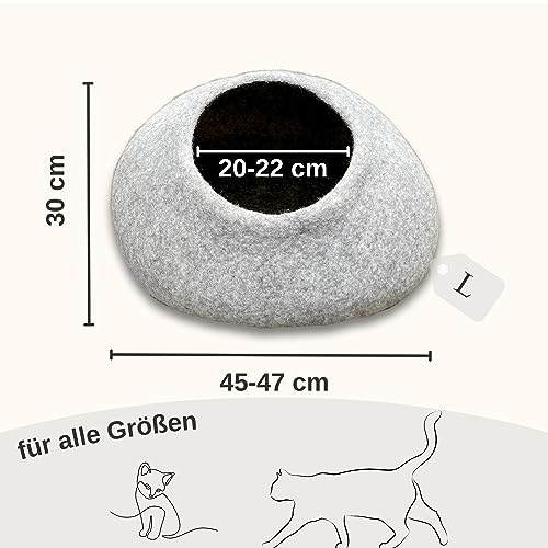 ecocasa Hundehöhle XL – handgemacht aus neuseeländischer Wolle – Hellgrau - 3