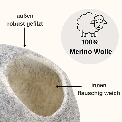 ecocasa Hundehöhle XL – handgemacht aus neuseeländischer Wolle – Hellgrau - 4
