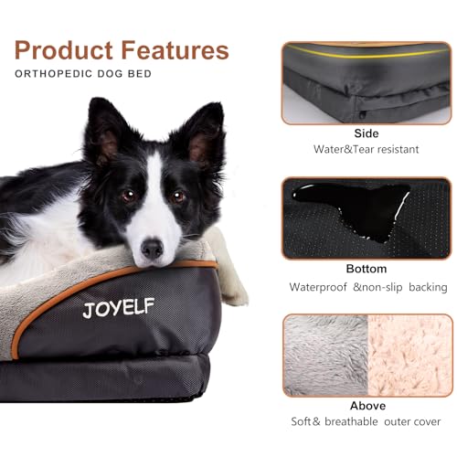JOYELF Large Memory Foam Hundebett orthopädisches Hundebett & Sofa mit abnehmbarem waschbarem Bezug und Quietschspielzeug als Geschenk - 6